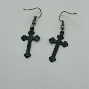 Antique Patina Cross Earrings NWOT